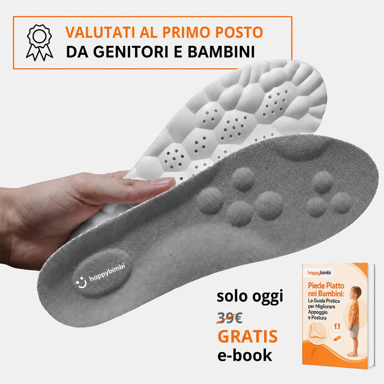 HappyBimbi Soletta per Piedi Piatti Bambini | Supporto Plantare Posturale