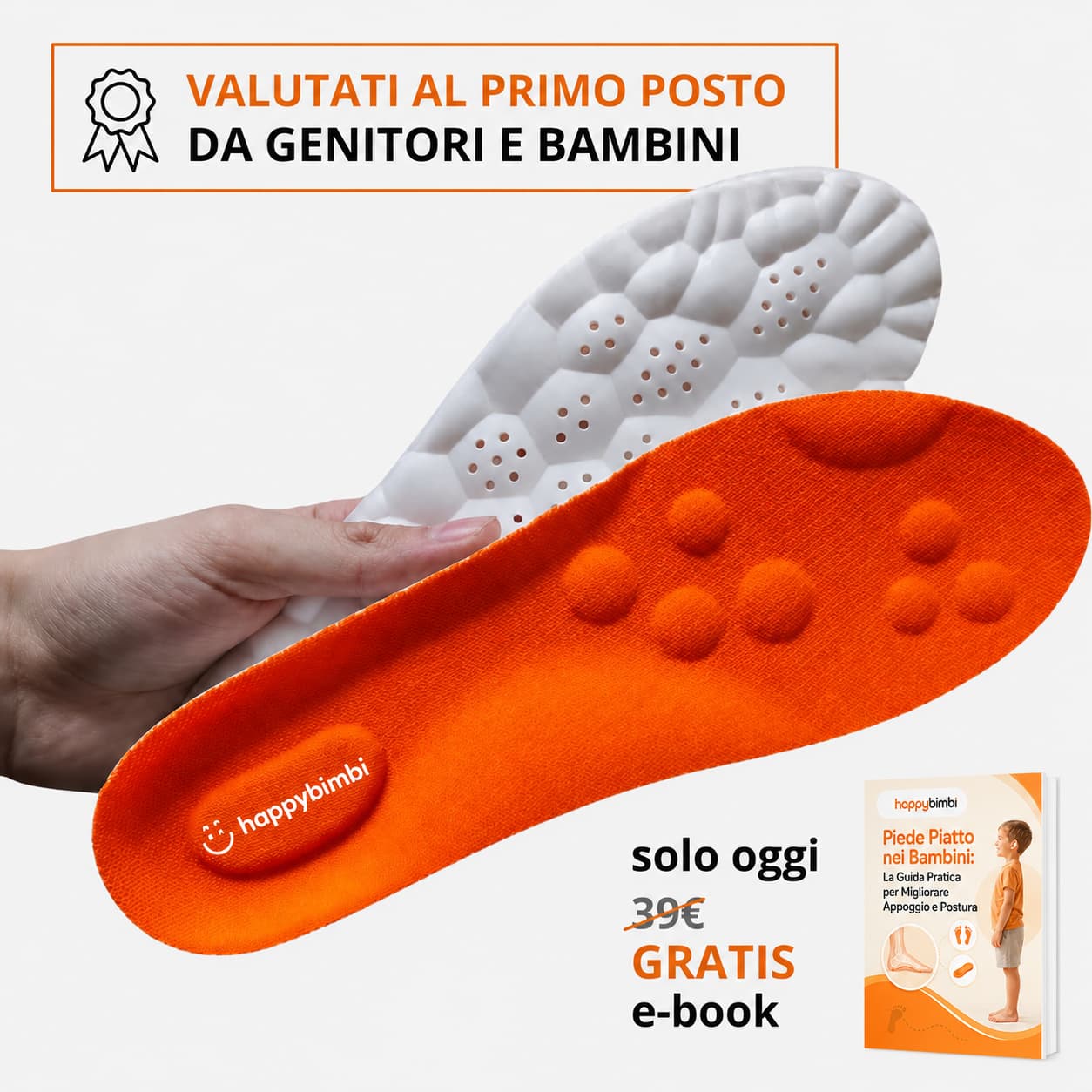 HappyBimbi Soletta per Piedi Piatti Bambini | Supporto Plantare Posturale