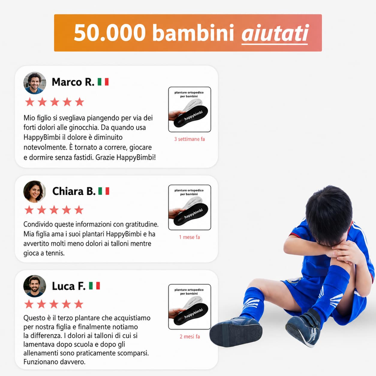 HappyBimbi Soletta per Piedi Piatti Bambini | Supporto Plantare Posturale