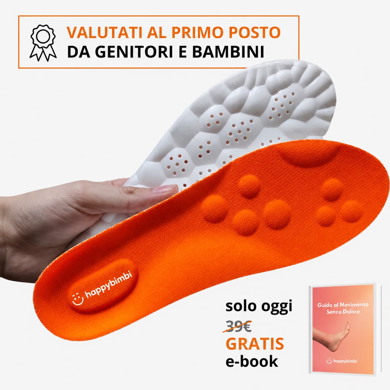 HappyBimbi Soletta per Piedi Piatti Bambini | Supporto Plantare Posturale