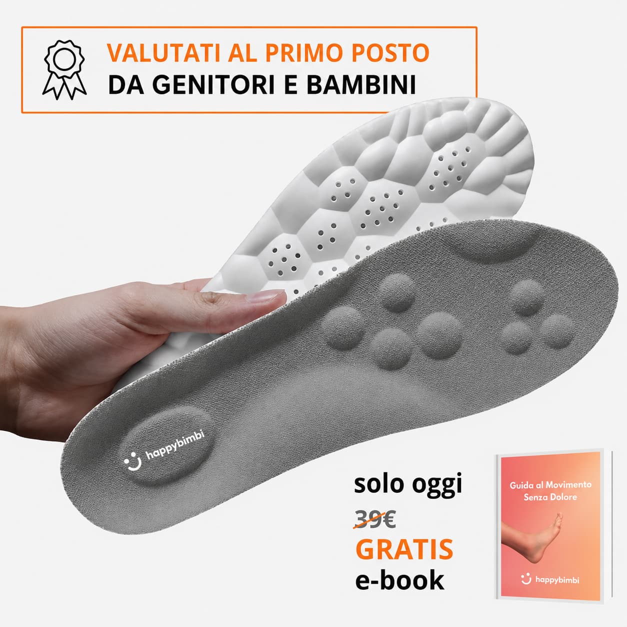 HappyBimbi Soletta per Piedi Piatti Bambini | Supporto Plantare Posturale